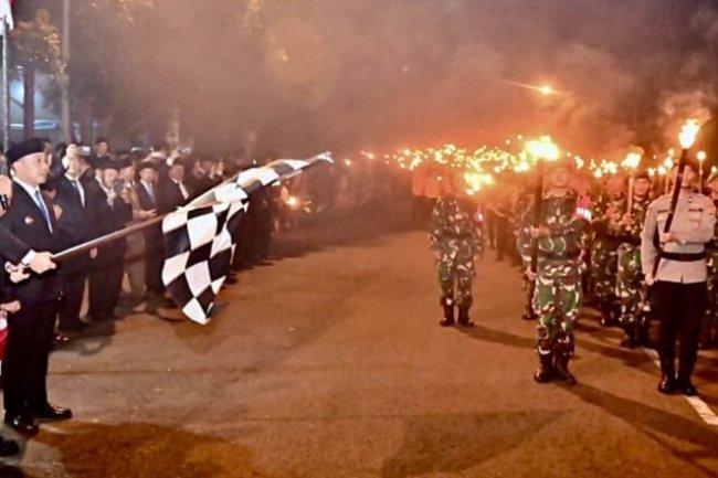 Pawai Obor Spektakuler, Malam Peringatan HUT RI ke 80 di Lampung Selatan Berkobar